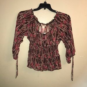 Candie’s,brown/pink 3/4 sleeves girls shirt.size L